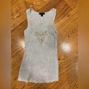 Vintage Y2K Express 100% Pima Cotton Ribbed rhinestone, detailed tank top size S